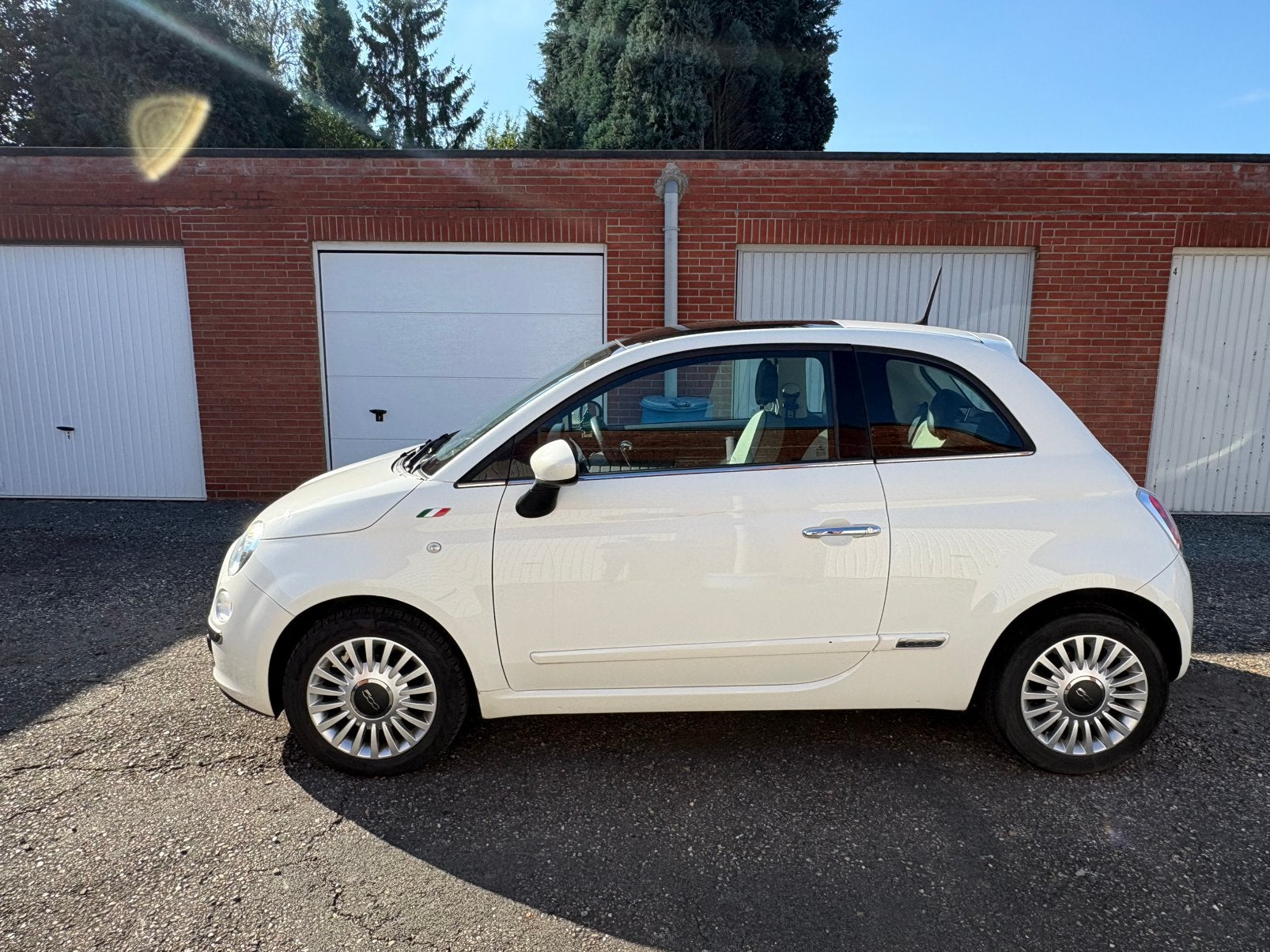 Fiat 500 1.2 Lounge |34.000 KM |Panoramadak |Navi |G.Verkoop, Auto's, Panoramadak, Stof, Wit, Grijs