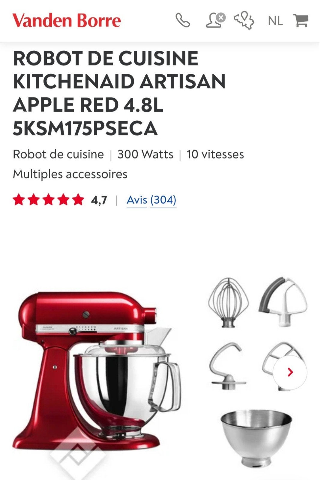robot cuisine kitchenaid ARTISAN 4L8 NEUF, Electroménager