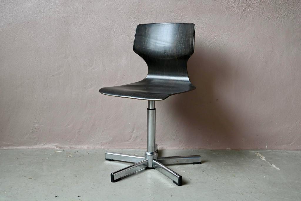 Chaise de bureau pivotante Pagholz pagwood noir années 70, Enlèvement, Utilisé, Noir, Chaise de bureau