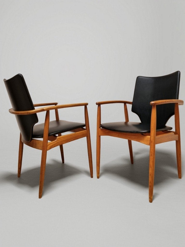 Set van 2 Scandinavische armstoelen, fauteuiltjes, Enlèvement, Utilisé, Bois, REtro vintage