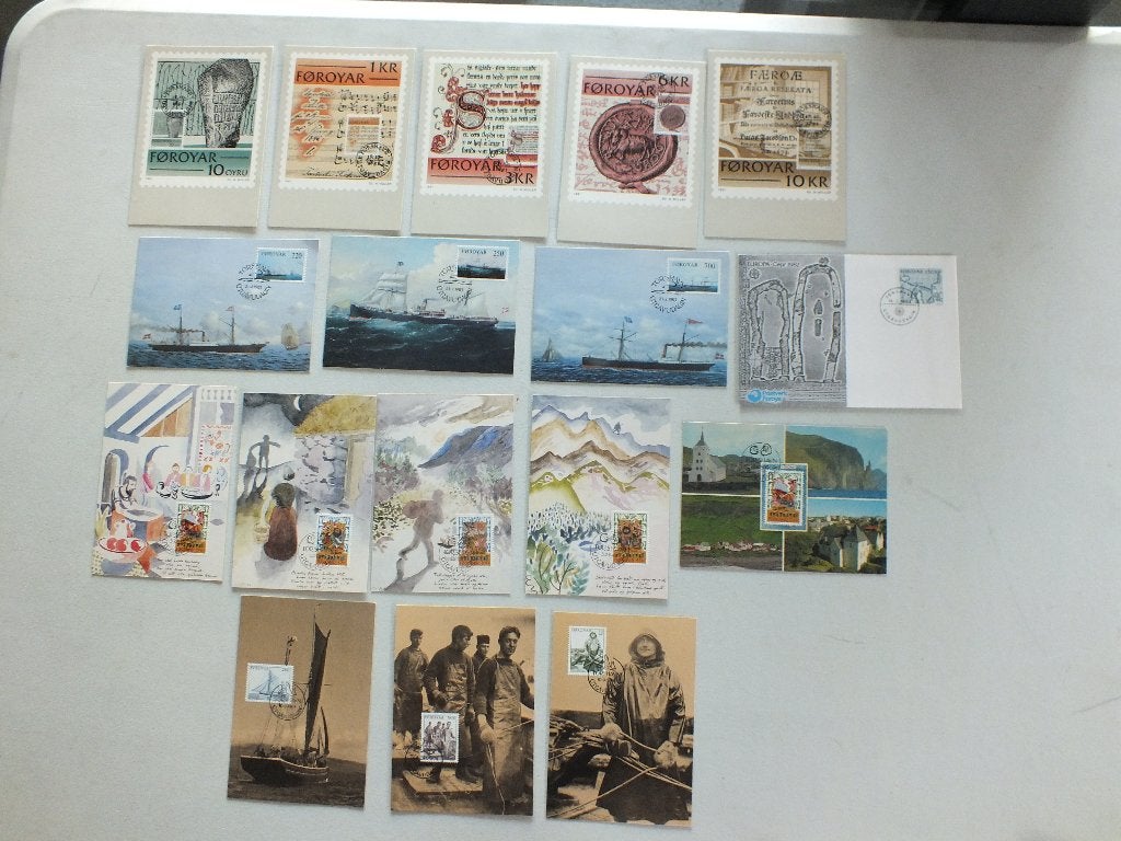 Faeröer /Foroyor Eilanden 17 kaarten mooie verzameling, Timbres & Monnaies, Timbres | Europe | Scandinavie, Affranchi, Danemark