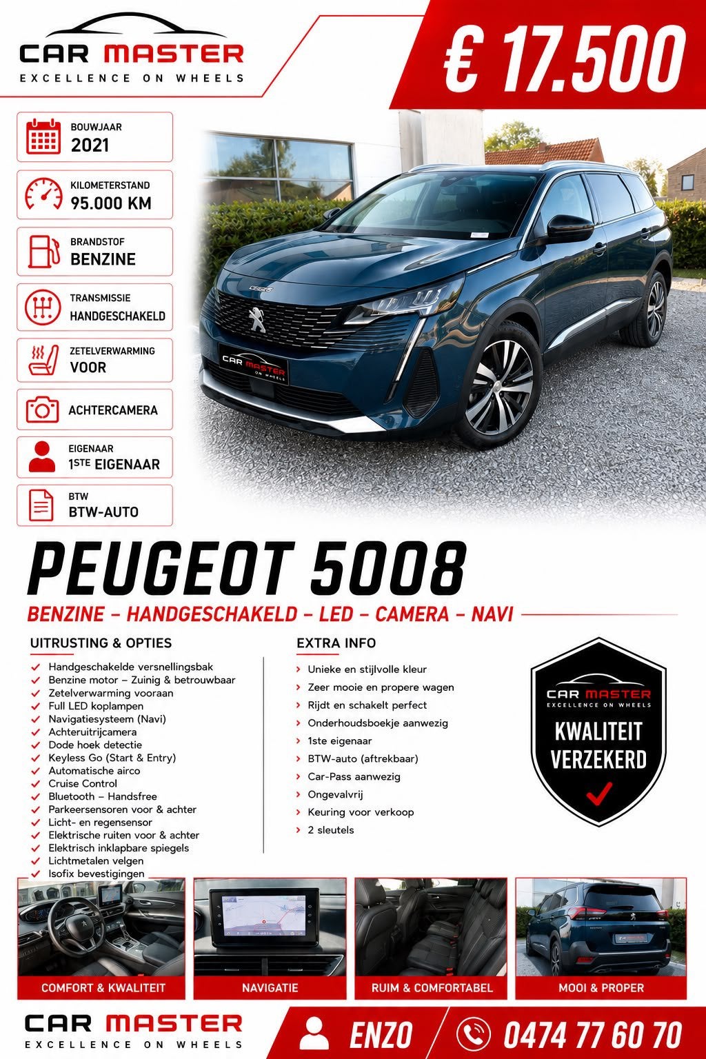 Peugeot 5008 1200 cc ESSENCE OPTIONS  7 PLACES ALLEUR, Autos, Achat, Euro 6, 7 places, Boîte manuelle