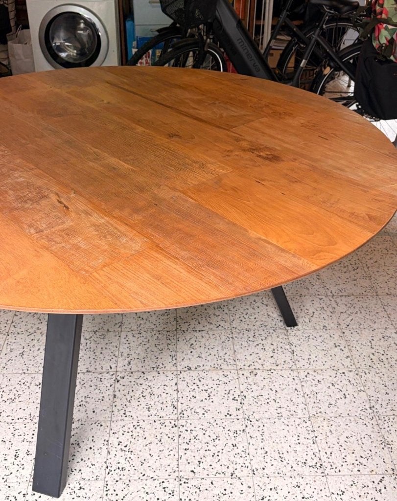 Eettafel juntoo, Teck, 100 à 150 cm, Cinq personnes ou plus, Rond