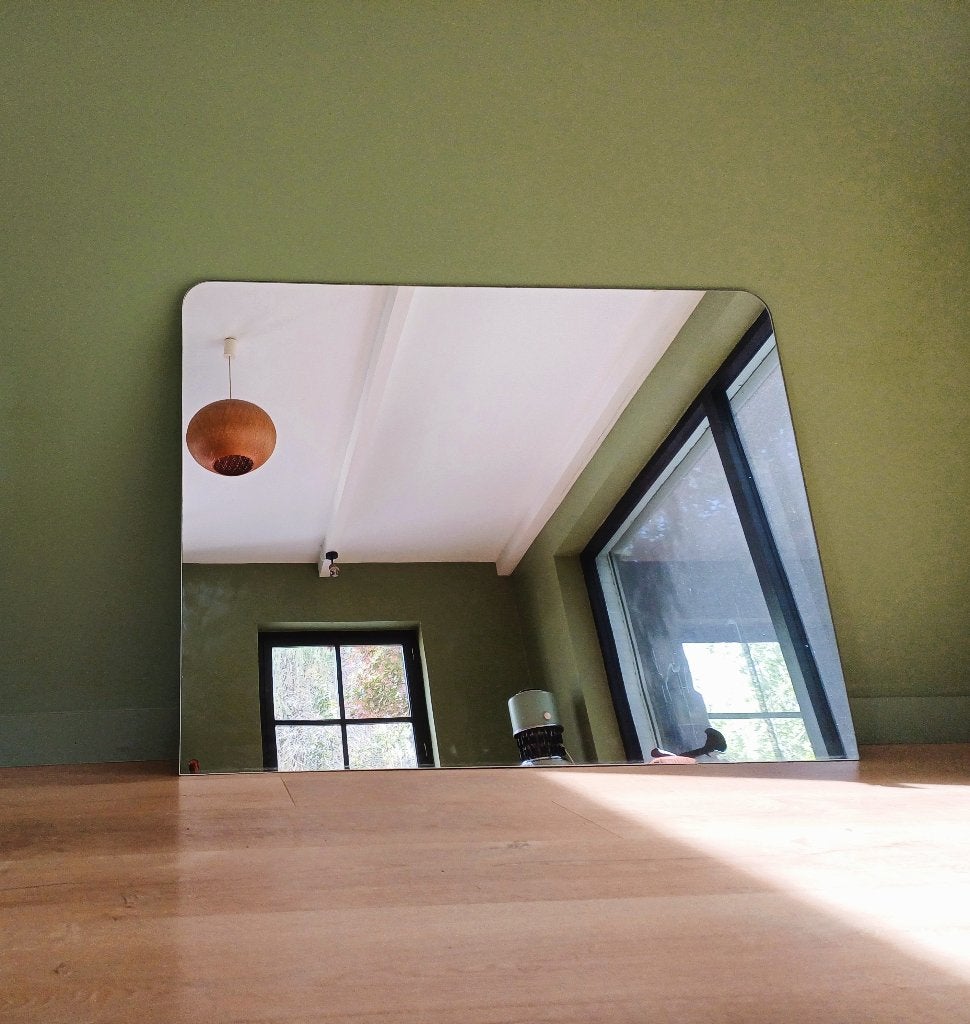 Grand miroir vintage avec coins arrondis, Enlèvement