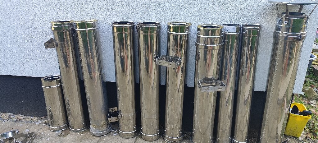 Dubbelwandige schouw inox, Ophalen, Inox, 6 meter of meer, Overige typen