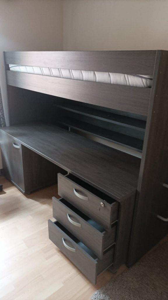 Hoogteslaper met bureau, Ophalen, Zo goed als nieuw, Hoogslaper