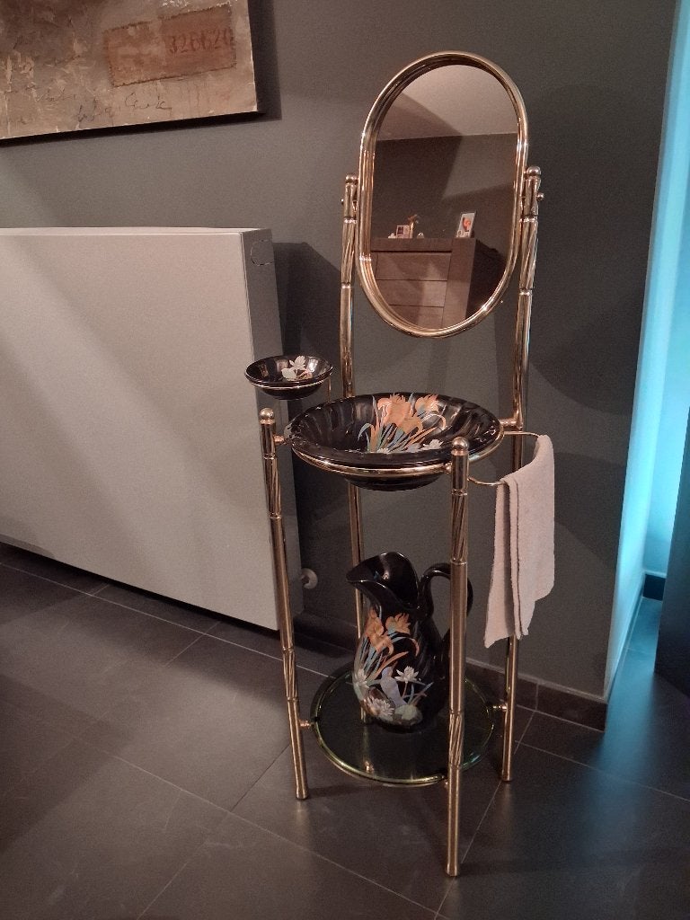 Vintage retro , set lavabo met spiegel merk ,decor exclusiv, Antiek en Kunst, Ophalen