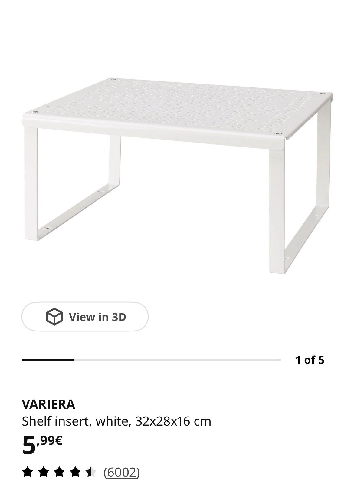 IKEA Insert Shelf, Ophalen, Zo goed als nieuw, Rechthoekig, Metaal