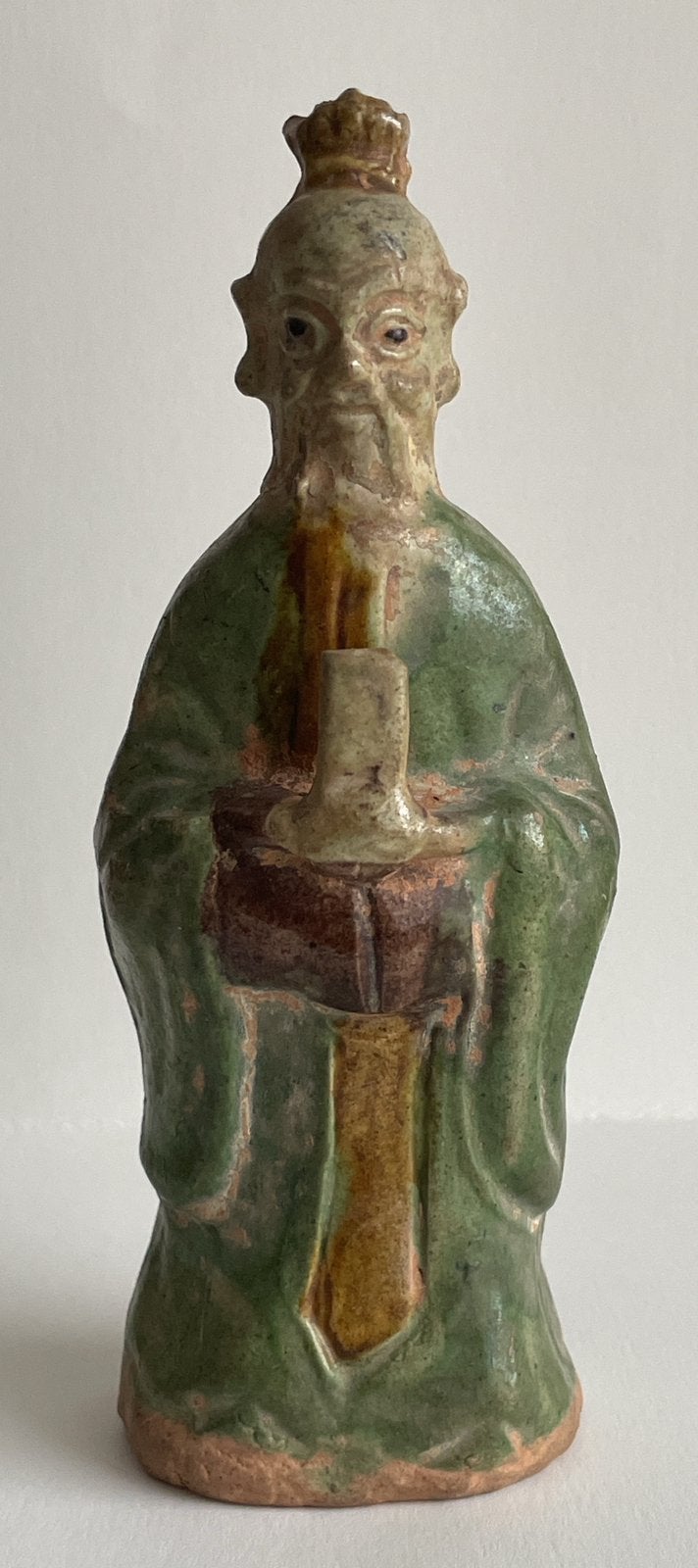 Statuette mingqi, glaçure Sancai, Chine, Ming (1368-1643), Bruin, China, Ophalen of Verzenden, Doos