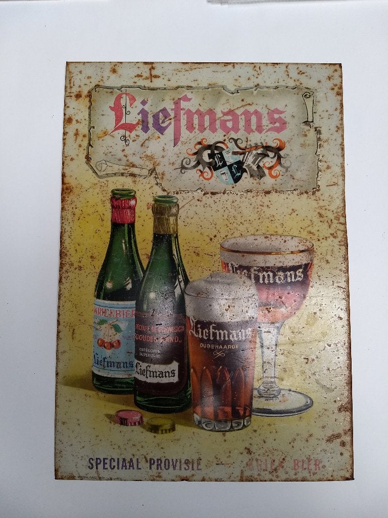 Liefmans - oud bordje, Verzamelen, Ophalen of Verzenden, Gebruikt, Reclamebord, Plaat of Schild, Overige merken