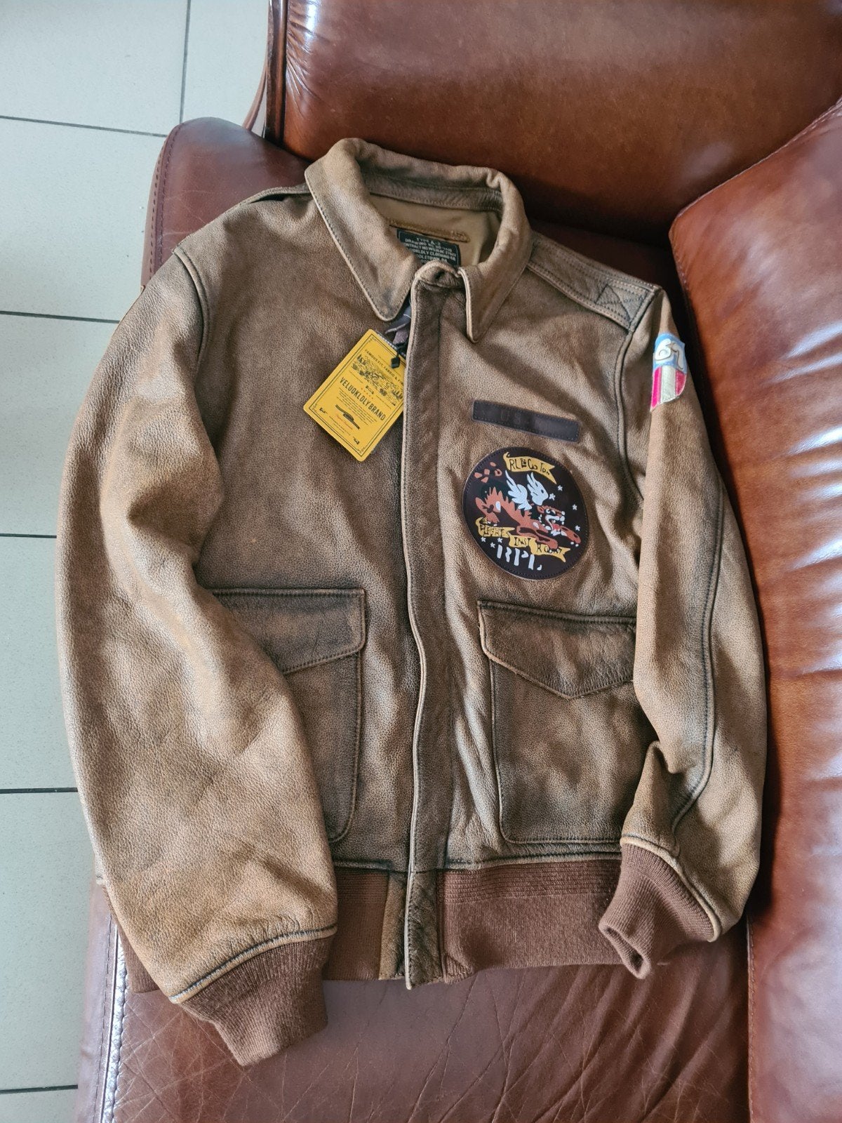 Veste en cuir A2 US ARMY AIRFORCE PILOT TAILLE S 400€, Kleding | Heren, Jassen | Winter, Ophalen, Nieuw, Maat 46 (S) of kleiner