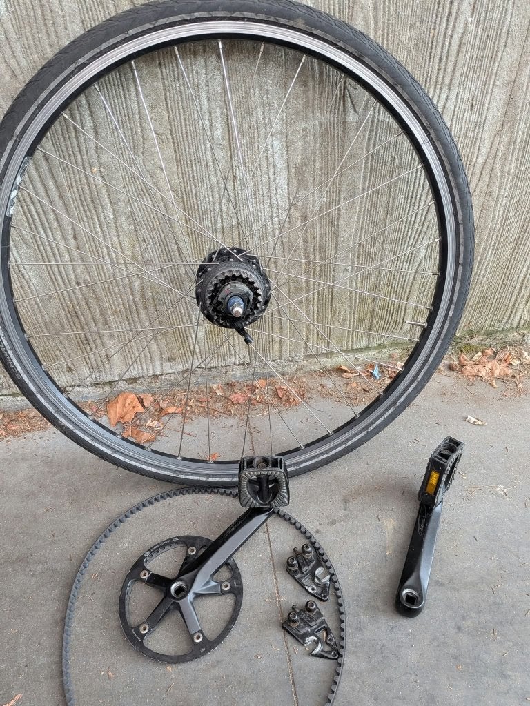 28 inch fietswiel met alfine 8+GATES RIEM SET, Fietsen en Brommers, Fietsonderdelen, Ophalen of Verzenden, Gebruikt, Trek, Carbon
