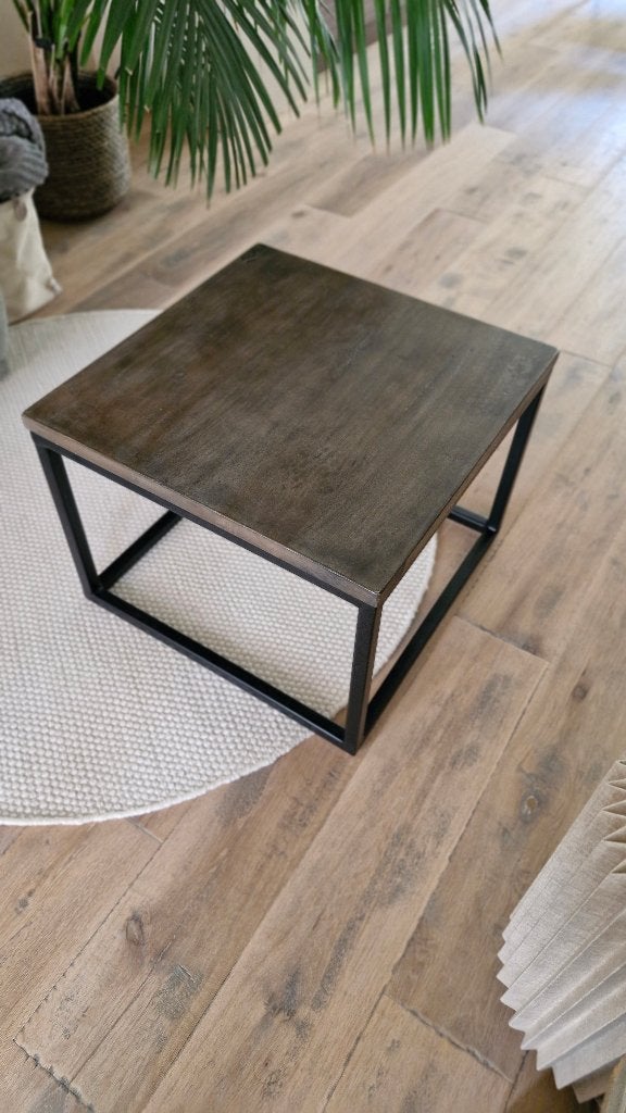 Salontafel Japandi/landelijk, Huis en Inrichting, 50 tot 100 cm, Vierkant, 50 tot 100 cm, Zo goed als nieuw