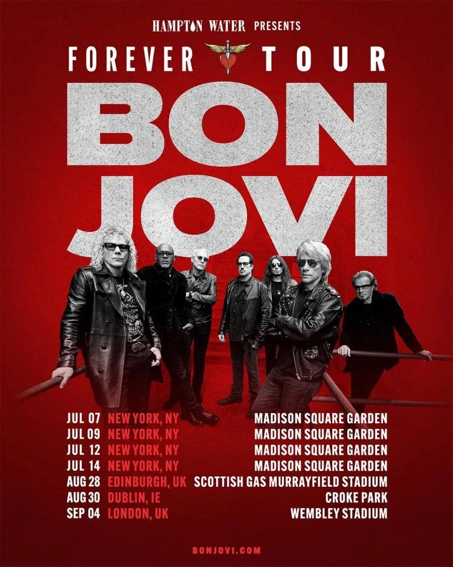 Bon Jovi Forever Tour 2026 3 billets en vente, Septembre