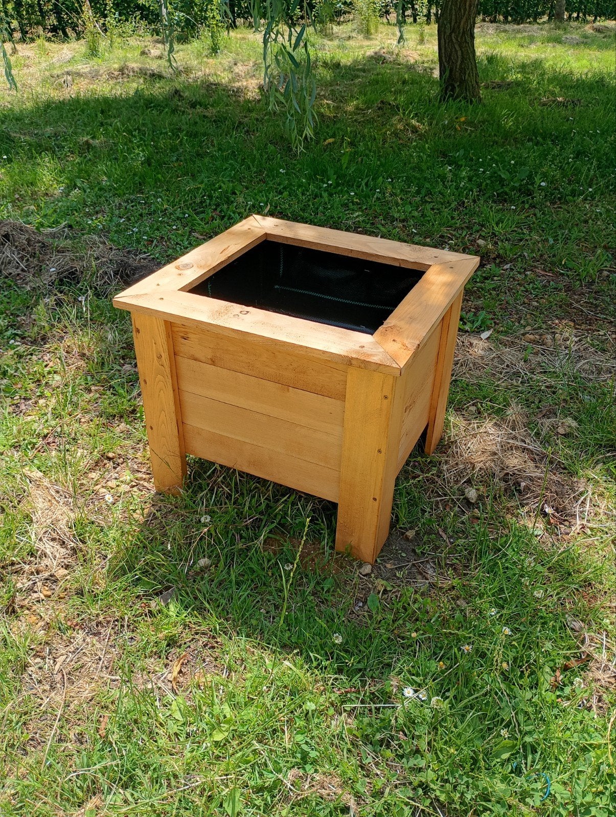 Bac à fleurs ou jardinière 49x46x42 teinté brun clair, Comme neuf, 30 à 60 cm, Enlèvement, Intérieur