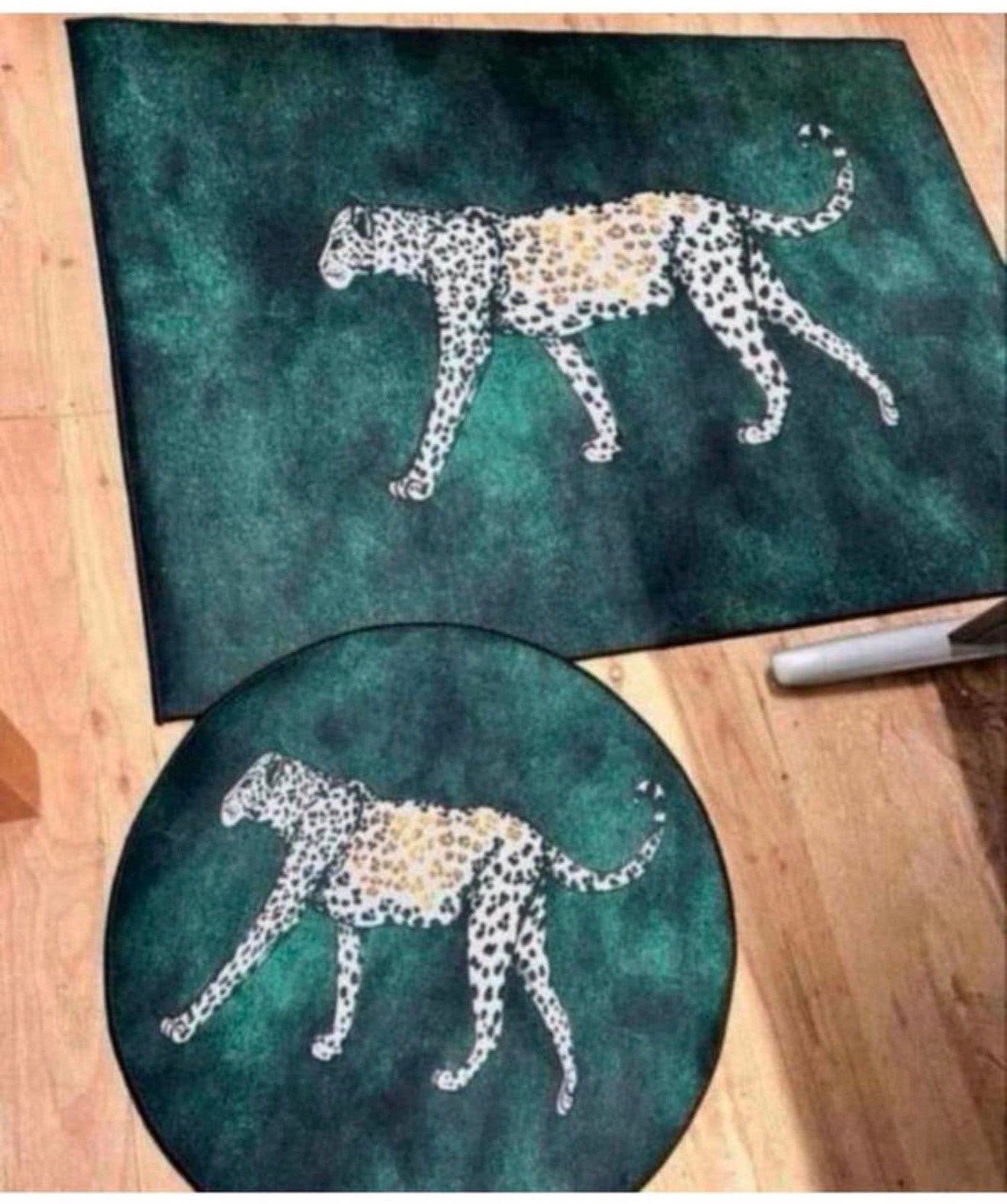 Groot vloerkleed set Luipaard 160 x 120 rond 80 kleed tapijt, Huis en Inrichting, 100 tot 150 cm, Nieuw, Ophalen of Verzenden