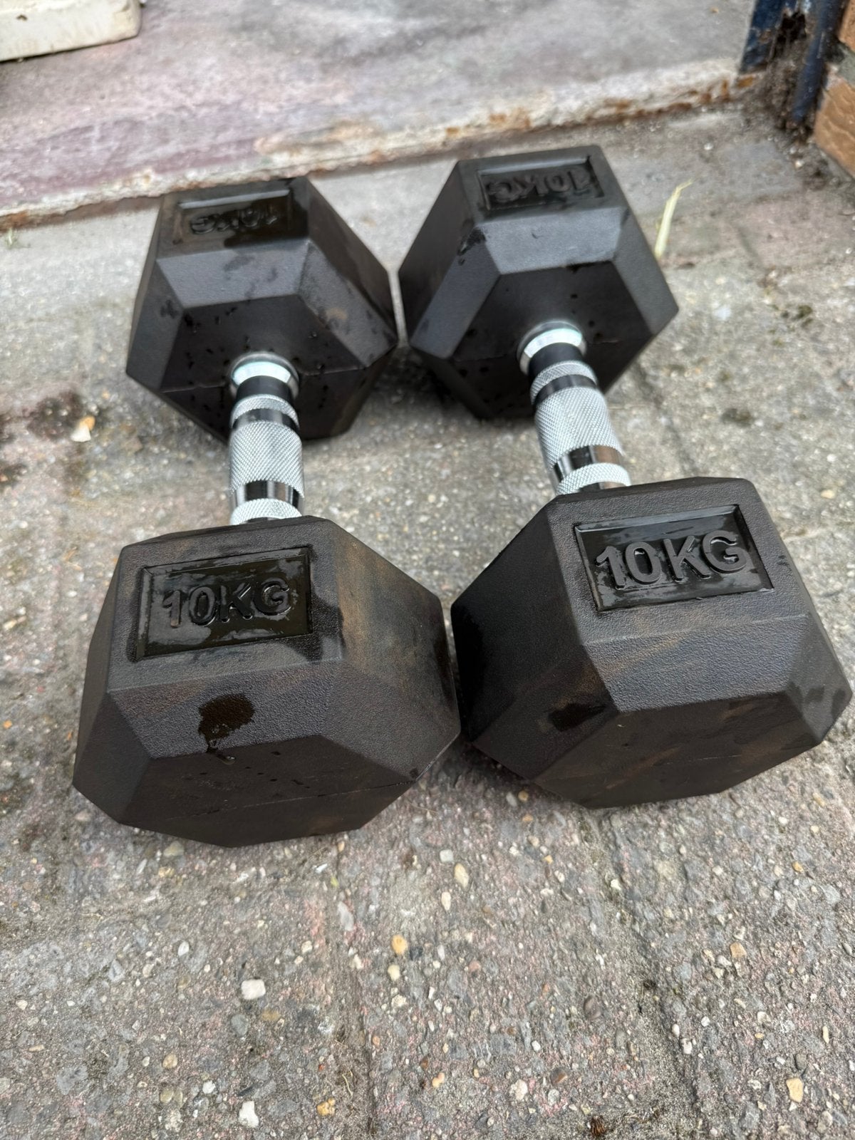 Set 2 x 10kg hexagonale / hex / hexa dumbbells, Ophalen