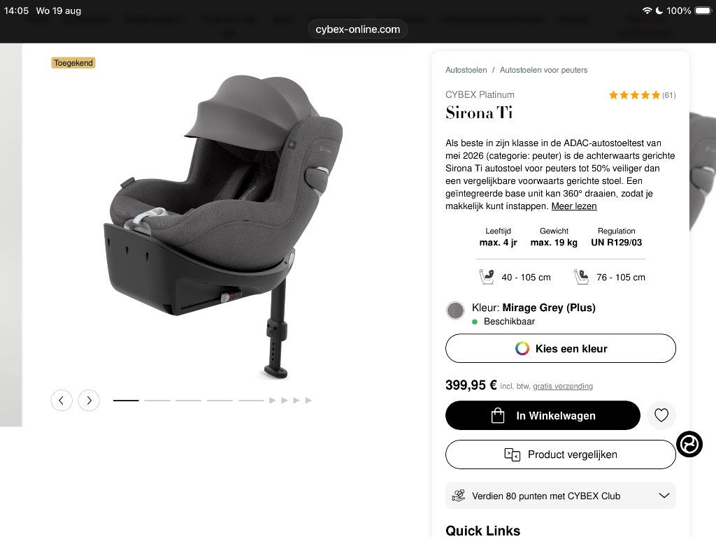 Baby autostoel, 0 t/m 18 kg, Zo goed als nieuw, Isofix, Ophalen