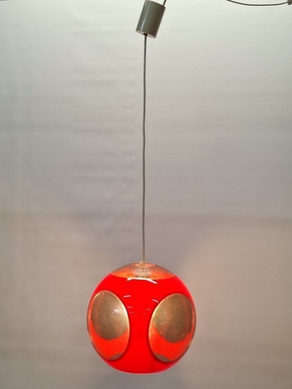 Lampe suspendue Massive Red Bug Eye SPACE AGE, Enlèvement