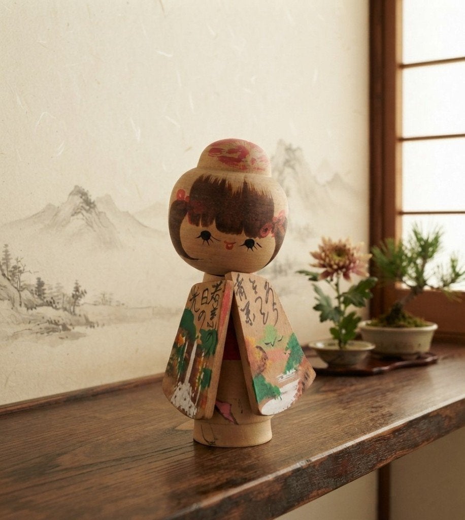 Kleurrijke Nara Kokeshi, Hout, Ophalen of Verzenden, Geschilderd, Japan