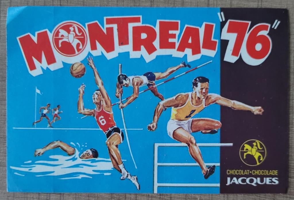 Oude sticker: Olympische Spelen Montreal 1976, Verzamelen, Ophalen of Verzenden, Zo goed als nieuw, Sport