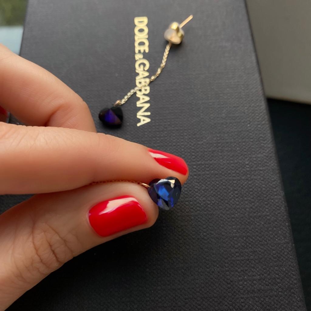 oorbellen 18K saffier geel goud hart, Hangers, Blauw, Nieuw, Ophalen of Verzenden