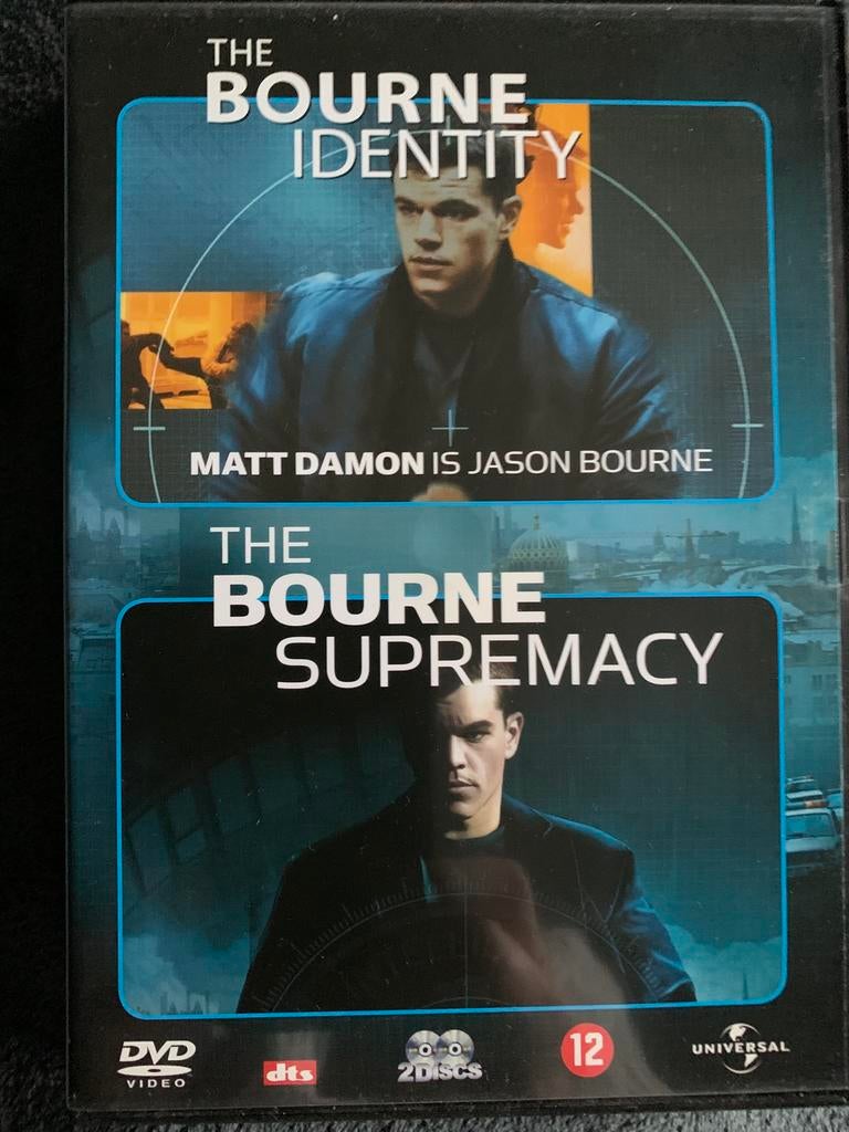 Dubbel DVD - The Bourne Identity en The Bourne Supremacy., Enlèvement, Comme neuf, Thriller d'action