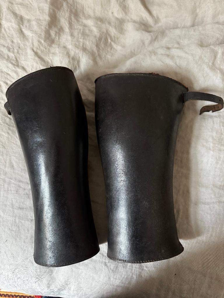 Paire de guêtres cuir épais de la Première Guerre mondiale,, Collections, Envoi, Armée de terre, Vêtements ou Chaussures