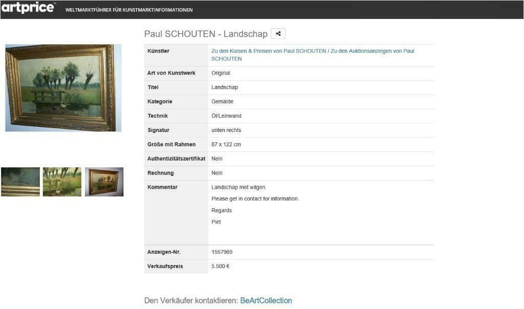 schilderij ref 065 Paul Schouten a 5500 €, Antiek en Kunst, Ophalen