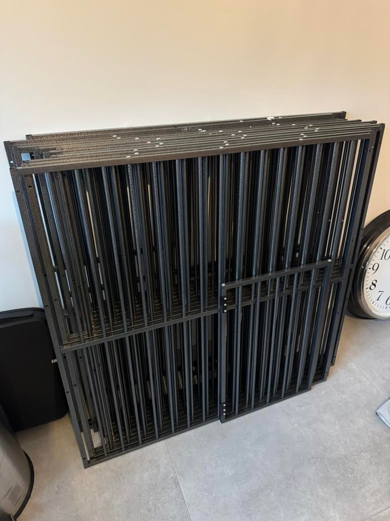 Hondenhek - 20 panelen gepoedercoat staal zwart, Comme neuf, Enlèvement, Niche à chien, 100 cm ou plus