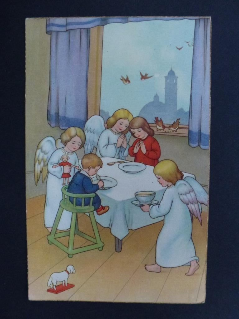 bébé en chaise haute, nourriture, anges, oiseaux..., Envoi, Affranchie, Enfants