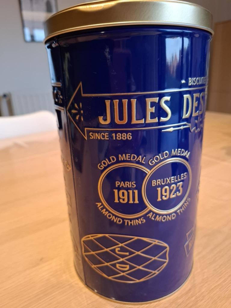 Blikken koekendoos Jules Destrooper, Verzamelen, Ophalen, Zo goed als nieuw, Koek(jes), Overige merken