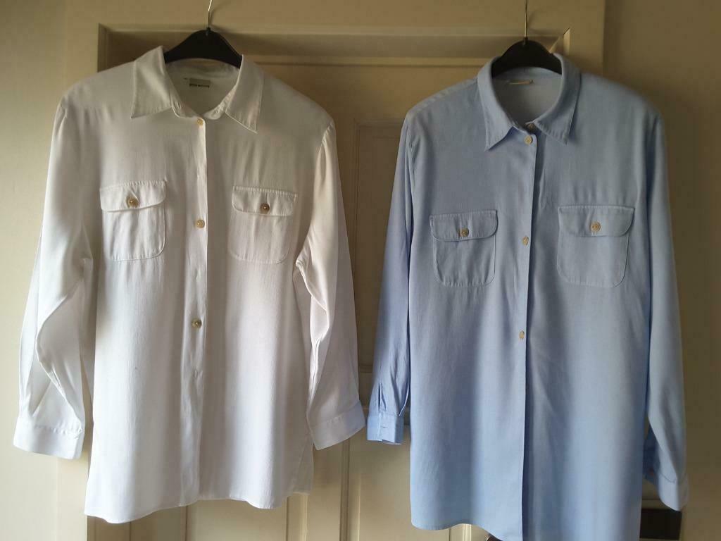 Witte en blauwe hemdbloes Vera Condotti, Kleding | Dames, Ophalen of Verzenden, Gedragen, Maat 46/48 (XL) of groter