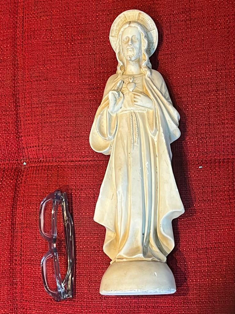 Antiek heiligenbeeld Christus - gesigneerd Made In Belgium, Antiek en Kunst, Ophalen