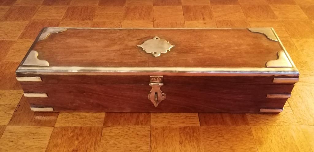 Grand Plumier (boite ou plumier) en bois et laiton, Antiquités & Art, Enlèvement