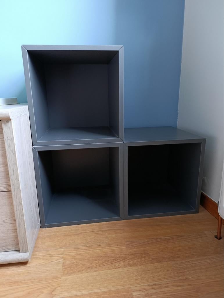 Ikea EKET grijze kubuskast - 3 stuks, Maison & Meubles, 25 à 50 cm, Comme neuf, Enlèvement, Autres matériaux