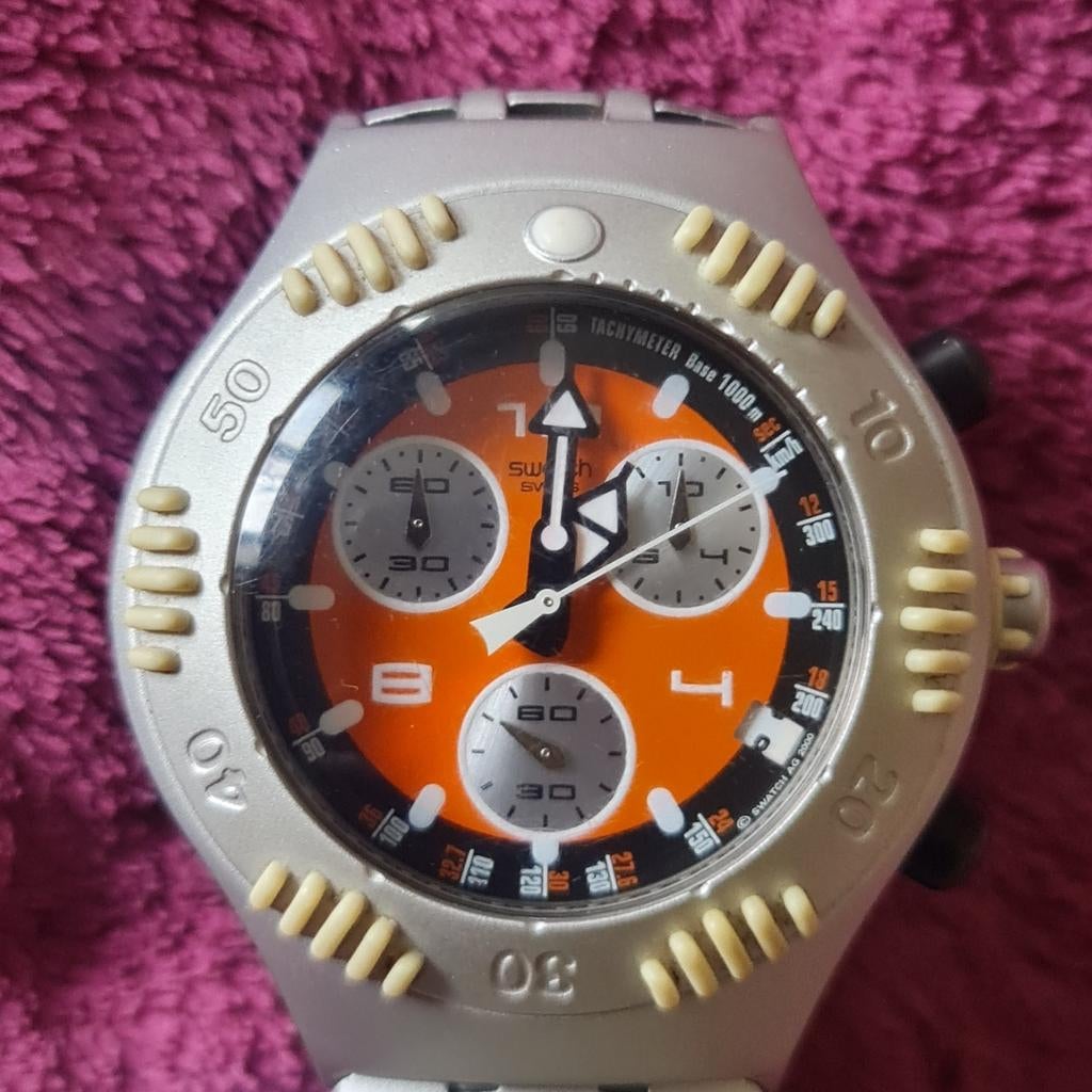 Swatch Irony Scuba 200 Chrono YBS4006 horloge uit 2001, Ophalen of Verzenden, Zo goed als nieuw