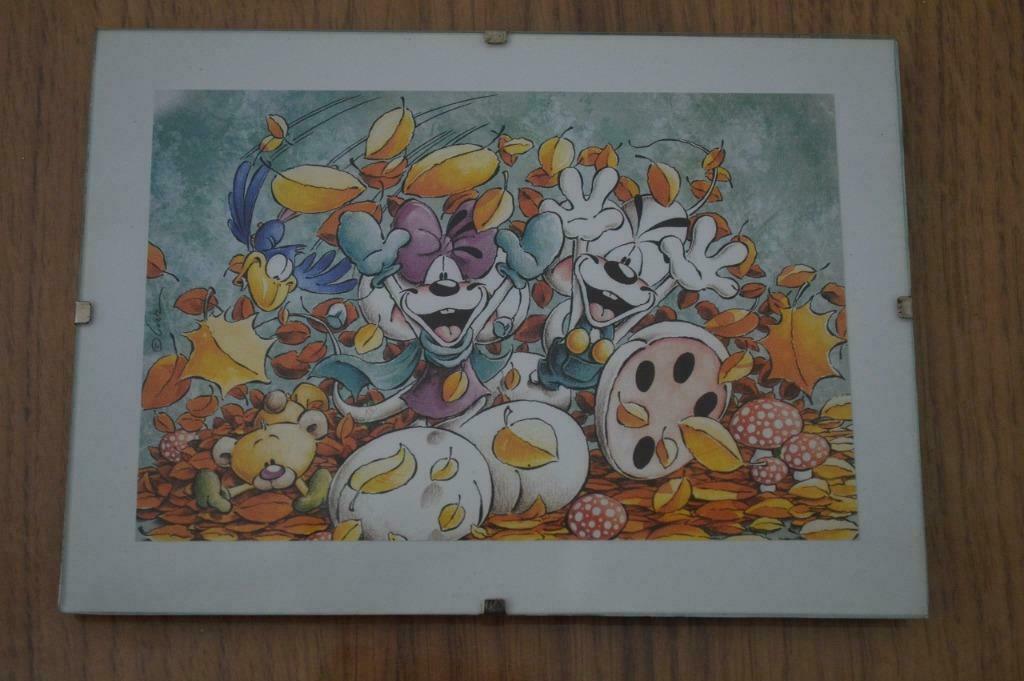 Kader met diddl en diddlina in de herfst 13 x 18 cm, Enlèvement ou Envoi, Utilisé, Moins de 50 cm, Imprimé