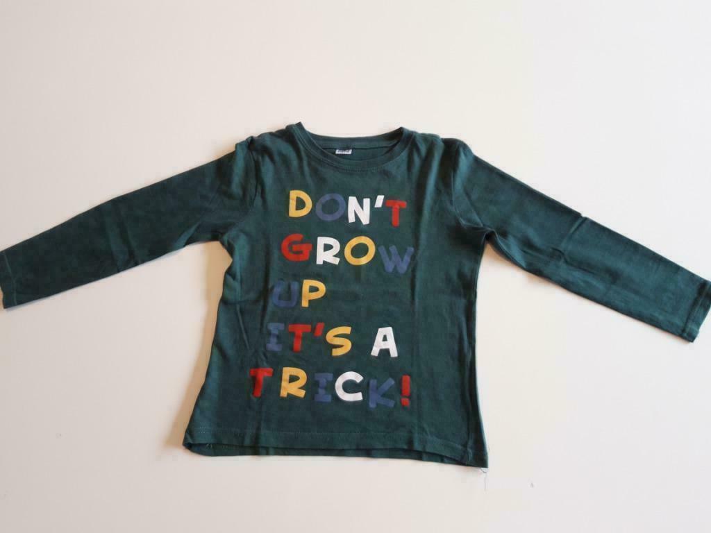 Groen t-shirt met lange mouw - Mt 110/116, Enlèvement ou Envoi, Chemise ou À manches longues, Comme neuf, Zeeman