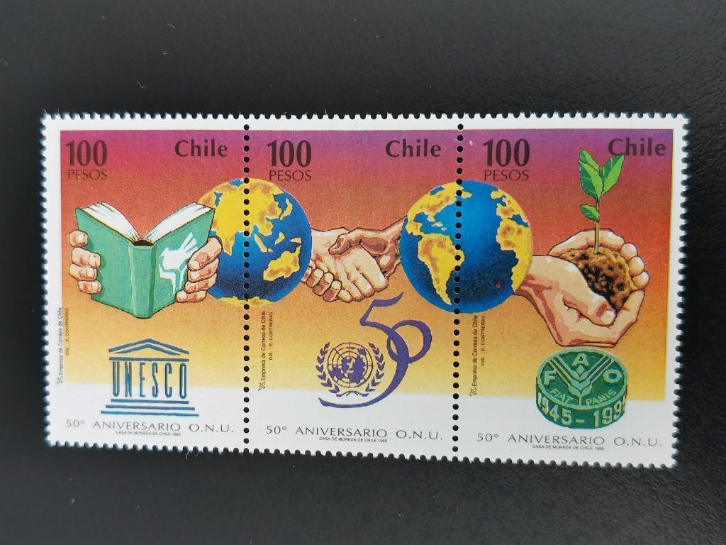 Chili 1995 - 50 jaar Verenigde Naties - wereldkaart **, Ophalen of Verzenden, Postfris, Zuid-Amerika