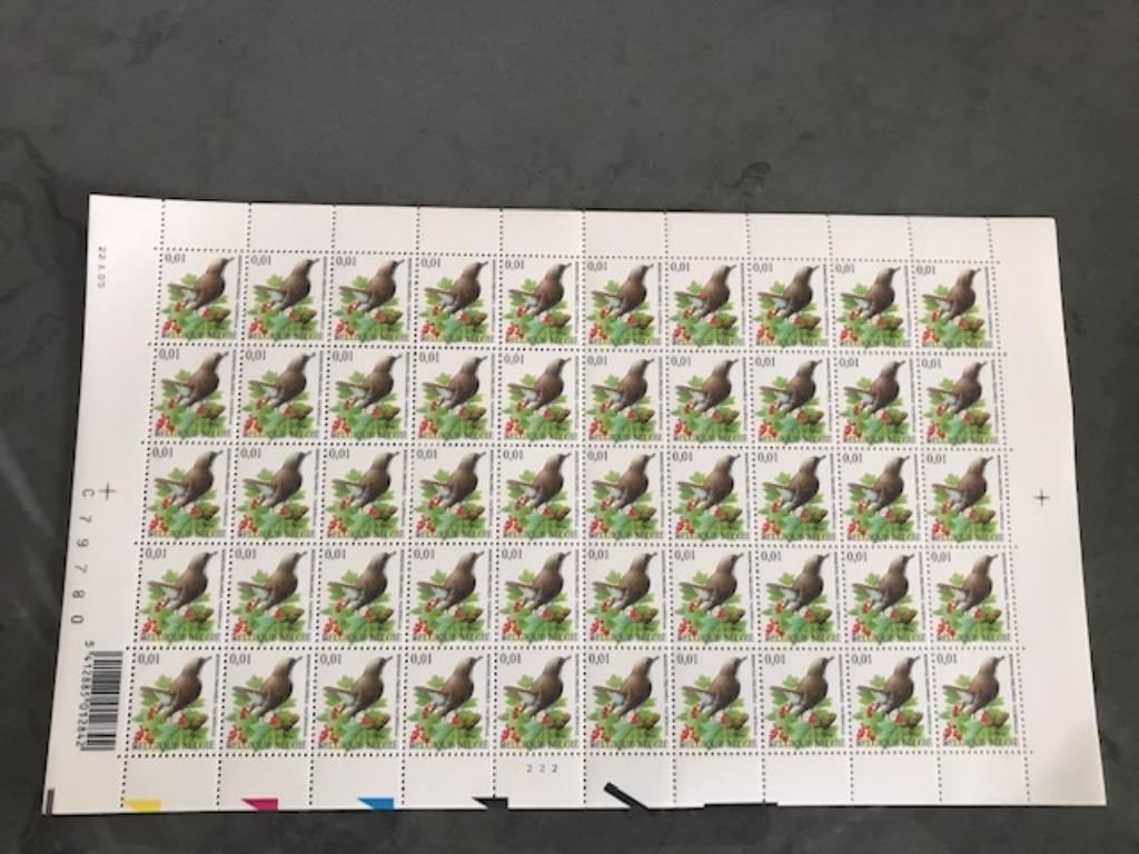 Volledig vel postzegels 0,01 - nachtegaal 2004, Enlèvement ou Envoi