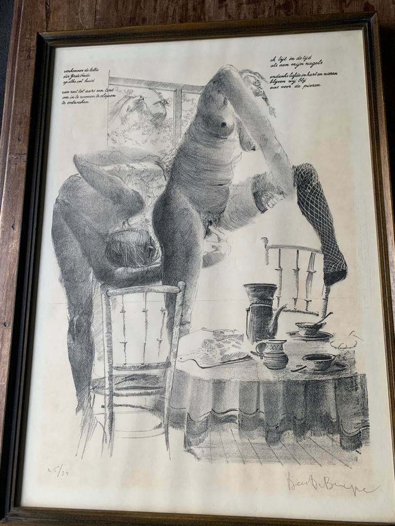 Dees de bruine Erotische litho, Antiek en Kunst, Ophalen
