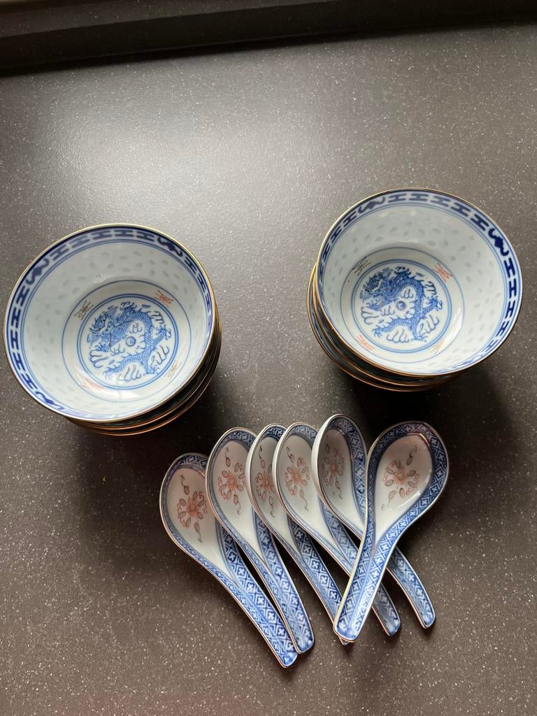 Chinese potjes met lepeltje, Antiek en Kunst, Ophalen