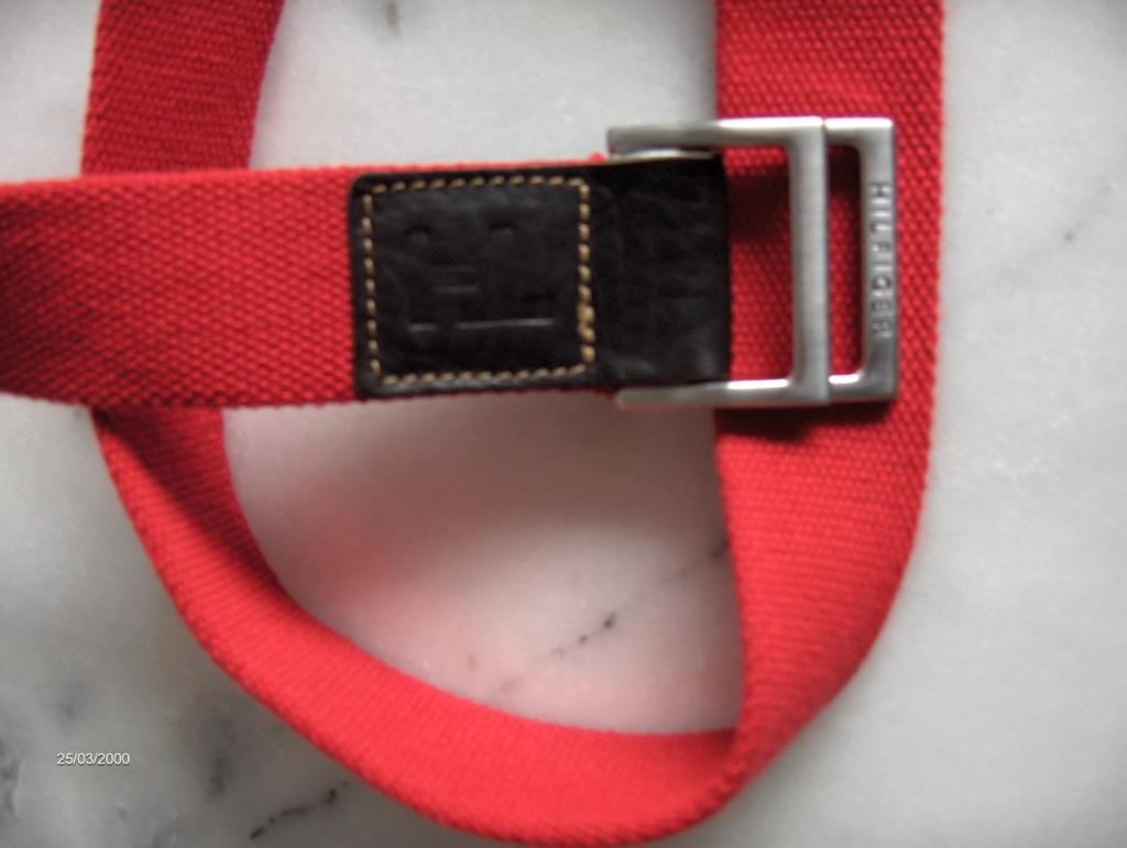 Tommy Hilfiger - rode katoenen broeksriem, Kleding | Heren, Riemen en Ceintuurs, Ophalen of Verzenden, Zo goed als nieuw, Rood