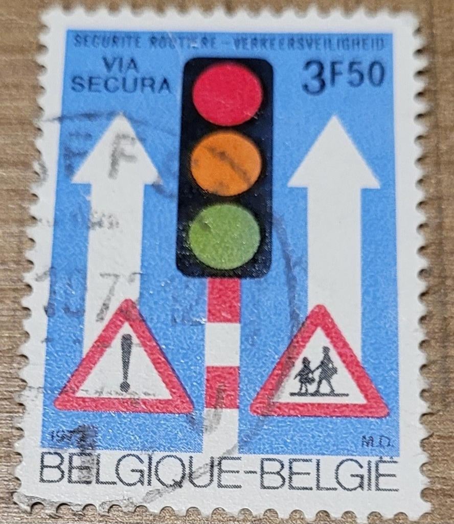Oude postzegel: Verkeersveiligheid (1972), Postzegels en Munten, Met stempel, Frankeerzegel, Ophalen of Verzenden, Gestempeld