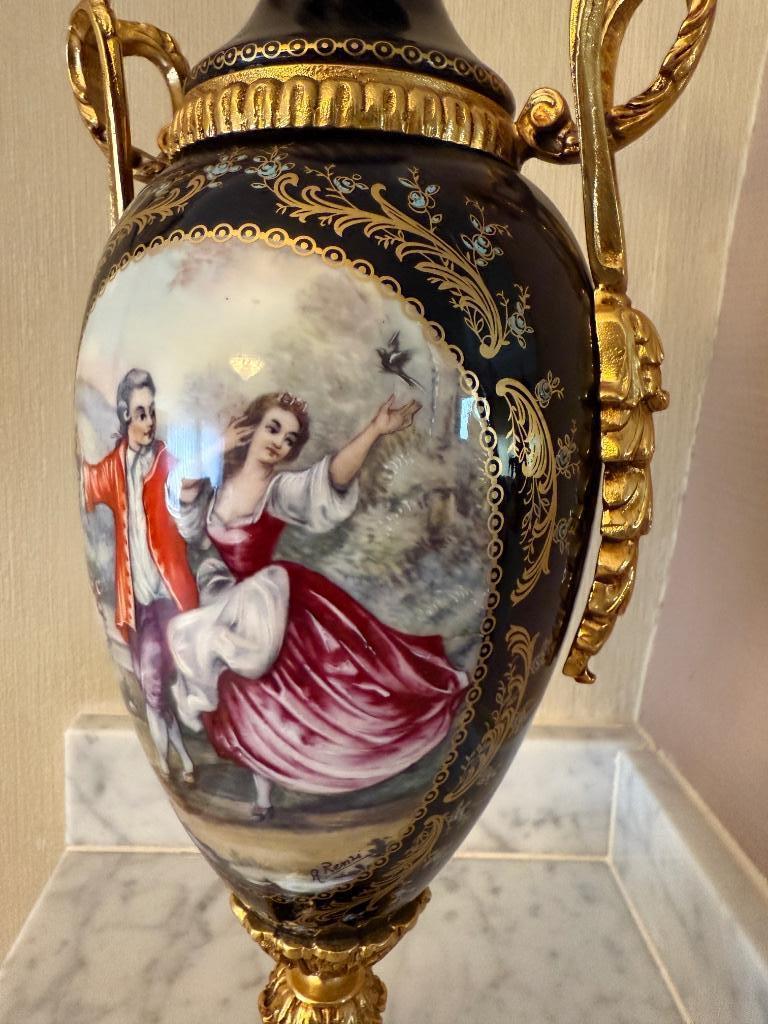 Unieke stukken Vintage ACF Sevres golf plated vazen en klok, Enlèvement