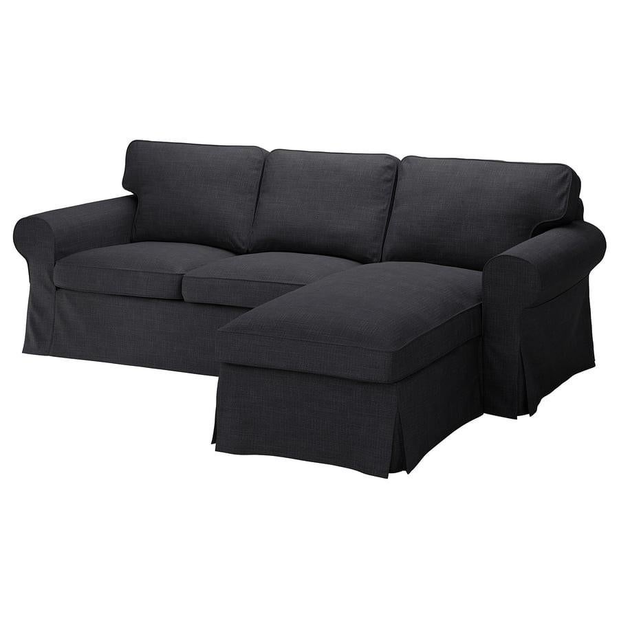 Ektorp 3 zitsbank met chaise longue, Maison & Meubles, Chambre à coucher | Canapés-lits, Utilisé, Noir, Enlèvement