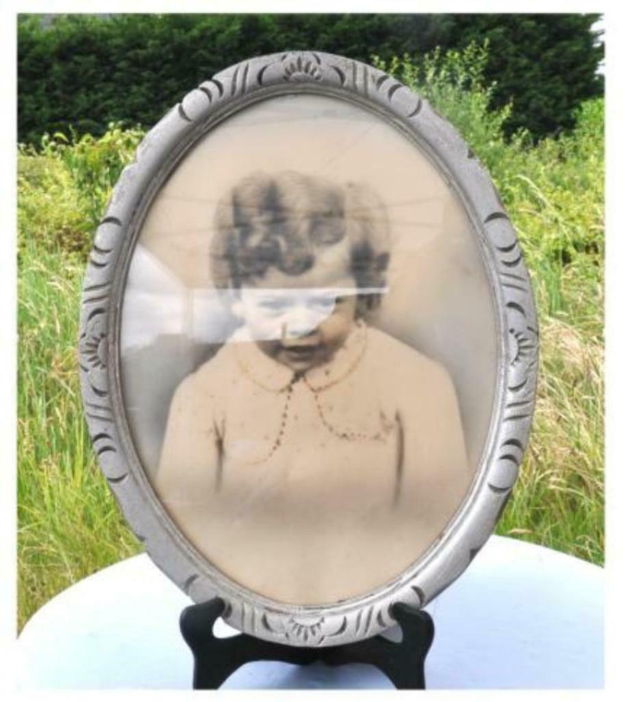 §cadre oval bois sculpte art deco peint argent, Enlèvement ou Envoi