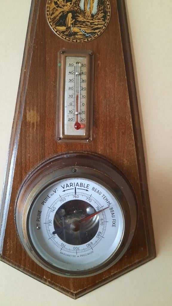 barometer, en thermometer katholiek icoon, Audio, Tv en Foto, Weerstations en Barometers, Ophalen, Gebruikt, Barometer