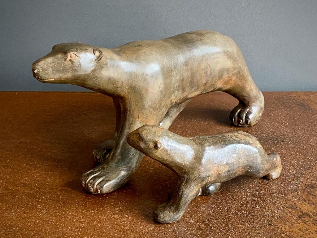 2 Ours. un Grand Ours et sont Ourson en Bronze signé Chenet, Enlèvement ou Envoi, Bronze